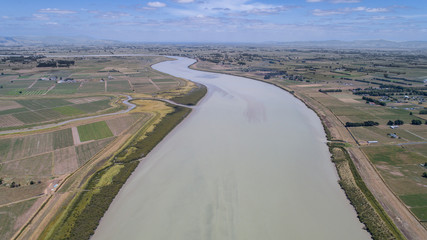 blue river seen from the drone in New Zeland