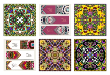 Türaufkleber Set aus traditionellem Kalamkari-Ornamentik-Blumen-Paisley-Design © Kara-Kotsya