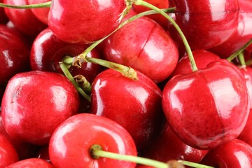 Full frame of cherries fruits