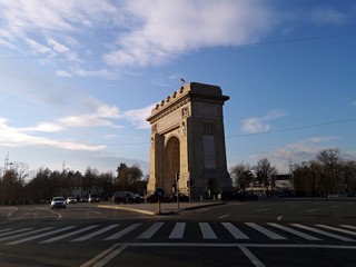 Fototapeta na wymiar Triumphal Arch in Bucharest - December 2018