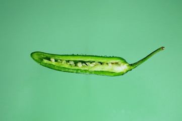 close up of chili with water drops
