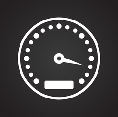 Analog gauge meter on black background for graphic and web design, Modern simple vector sign. Internet concept. Trendy symbol for website design web button or mobile app