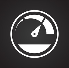 Analog gauge meter on black background for graphic and web design, Modern simple vector sign. Internet concept. Trendy symbol for website design web button or mobile app