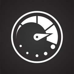 Analog gauge meter on black background for graphic and web design, Modern simple vector sign. Internet concept. Trendy symbol for website design web button or mobile app