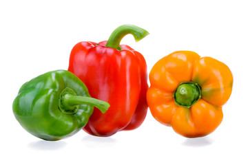 Bulgarian pepper. Yellow green red sweet pepper, excellent design for any purpose. Fresh vegetables close-up. Healthy food.