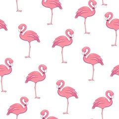 Vector seamless pattern with flamingos