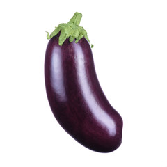 Fresh eggplant isolated on white background.Insulated Eggplant. One fresh eggplant on a white background, with clipping path.