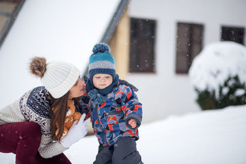 Mom and son at holiday