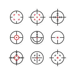 Different icon set of targets and destination. Target and aim, targeting and aiming. Vector illustration for web design
