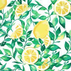 Lemon pattern vector illustration. Summer design.Floral Pattern. 