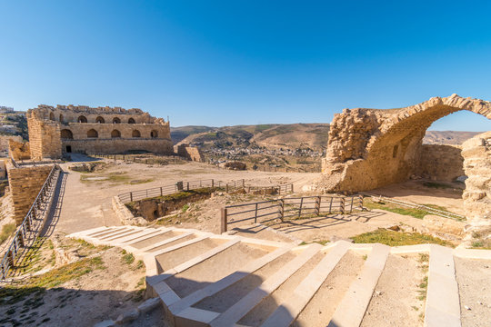 Stairs on Kerak castle courtyard, Al-Karak, Jordan Stock Photo | Adobe Stock