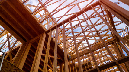 Obraz premium House timber frame for a progressing house a new development timber
