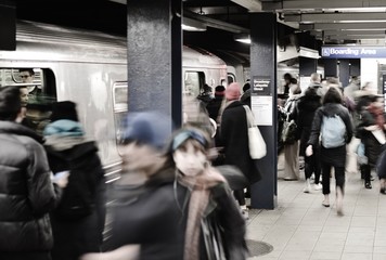 New York City Subway Work People Commuting Public Transportation Train  NYC Station