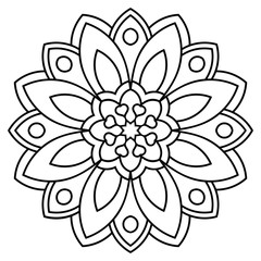 Outline Mandala. Ornamental round doodle flower isolated on white background. Geometric circle element. Vector illustration. 
