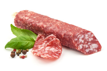 Jerked Sausage, close-up, isolated on white background.