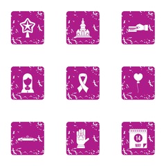 Payment for wedding icons set. Grunge set of 9 payment for wedding vector icons for web isolated on white background