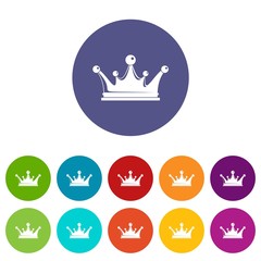 Crown icons color set vector for any web design on white background