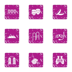 Listening icons set. Grunge set of 9 listening vector icons for web isolated on white background