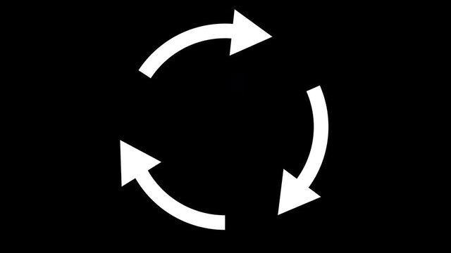 Recycling icon symbol loop black and white