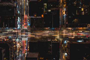 Aerial Intersection of Traffic in City
