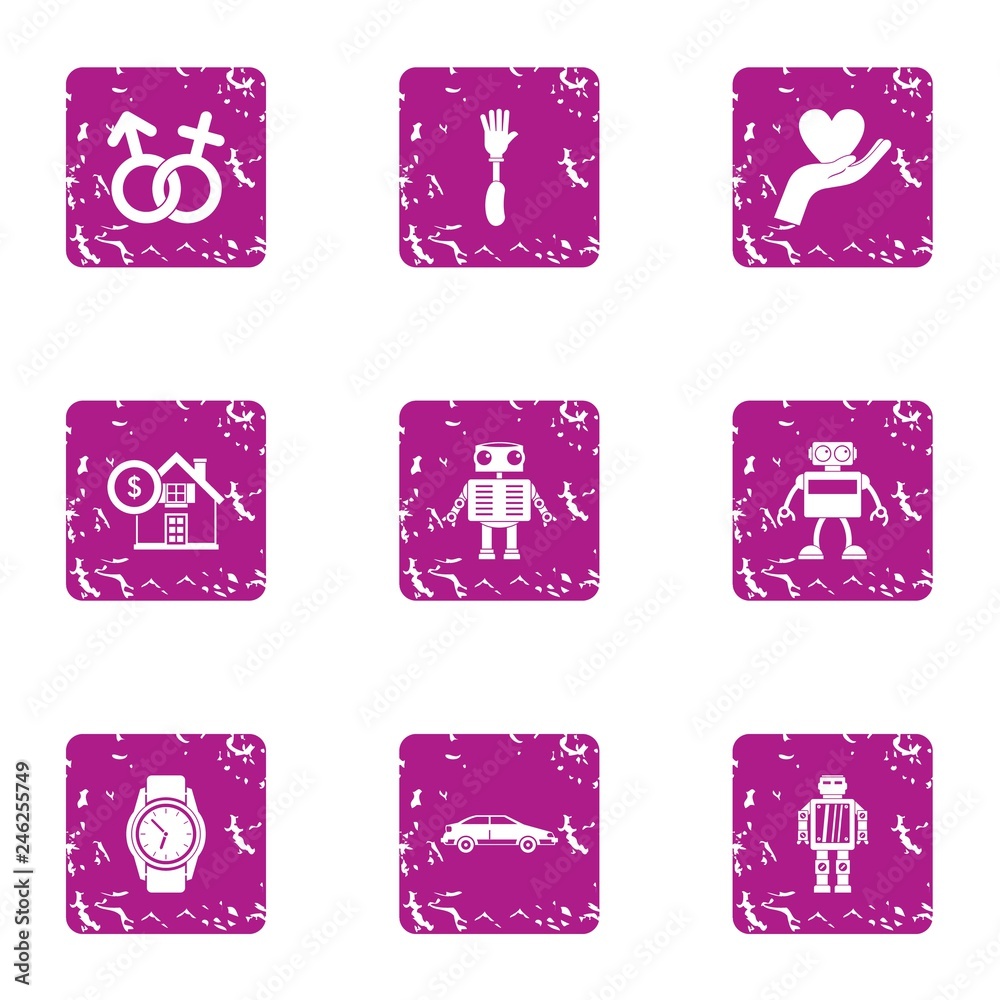 Poster contract icons set. grunge set of 9 contract vector icons for web isolated on white background
