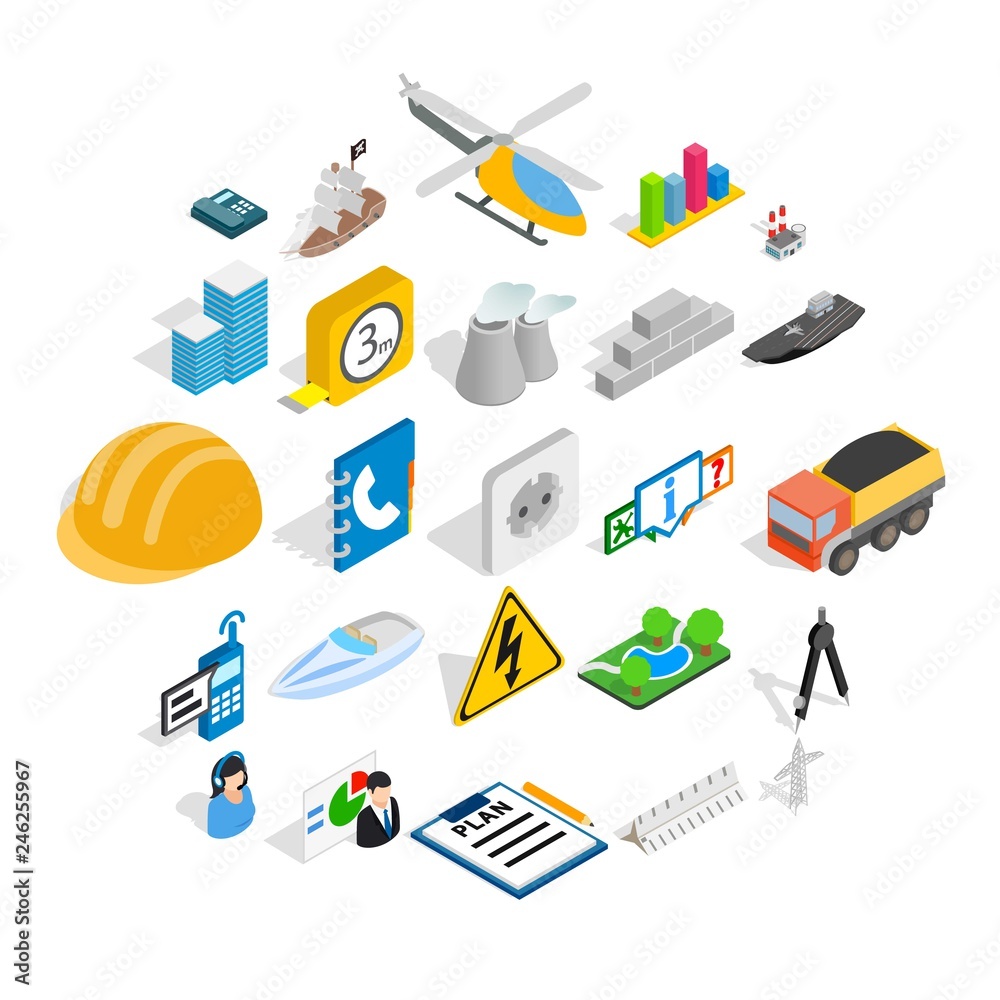 Poster engineering icons set. isometric set of 25 engineering vector icons for web isolated on white backgr