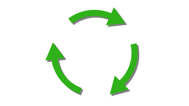 Recycling icon symbol green and white