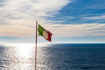 Flag of Italy with seascape