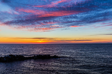 Seascape at sunset in Liguria, Italy