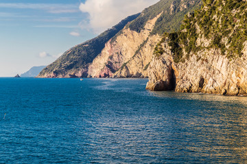 Panorama of Byron's Grotto in Porto Venere, Liguria, Italy