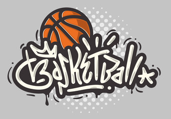 Basketball Themed Hand Drawn Brush Lettering Calligraphy Graffiti Tag Style Type Design Vector Graphic