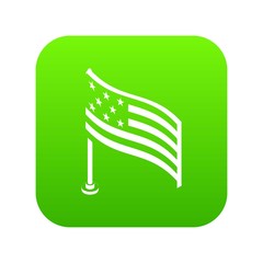 American flag icon green vector isolated on white background
