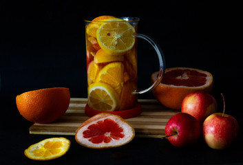 Vitamin C tea with fresh fruits