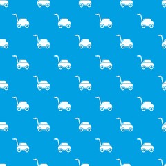 Lawn mower machine pattern vector seamless blue repeat for any use