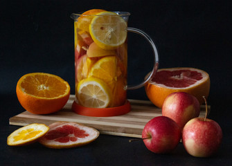 Vitamin C tea with fresh fruits
