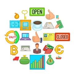 Key to the safe icons set. Cartoon set of 25 key to the safe vector icons for web isolated on white background