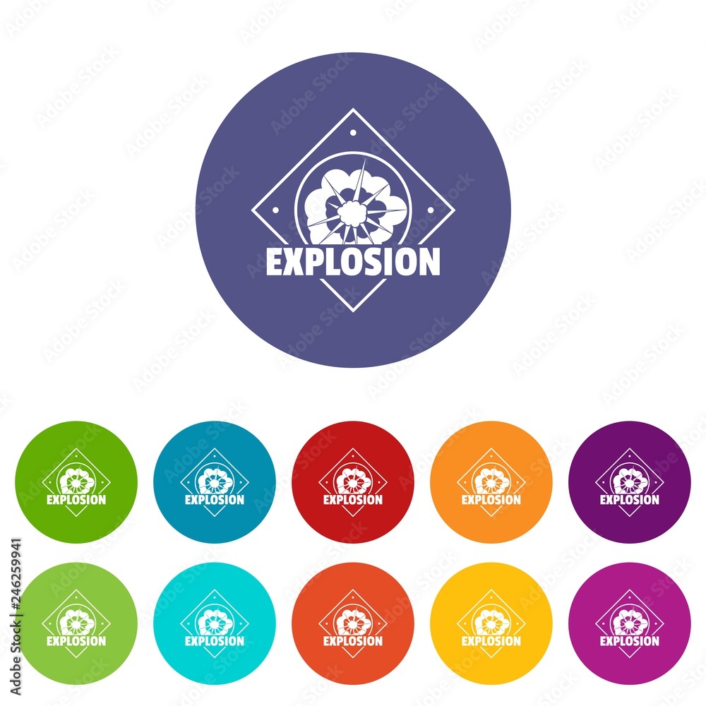 Wall mural explosion icons color set vector for any web design on white background - Wall murals