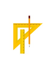 Stationery set: ruler, triangular ruler and pencil