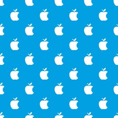 Bite apple pattern vector seamless blue repeat for any use