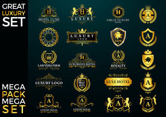 Great Luxury Set, Royal and Elegant Logo Vector Design	
