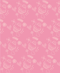 pink background pattern kuki and flowers vector illustration