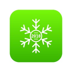 Snowflake icon green vector isolated on white background