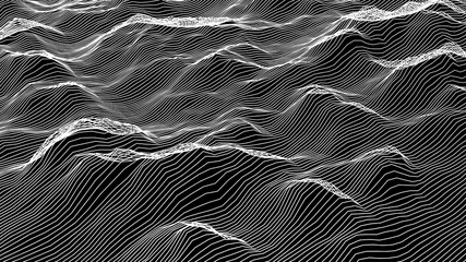 Fond de paysage filaire futuriste. Illustration numérique vectorielle de la vague des lignes blanches. L& 39 abstraction géométrique.