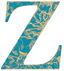 Hand painted wooden retro style vintage blue and gold letter