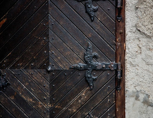 Part of old medieval door in European castle