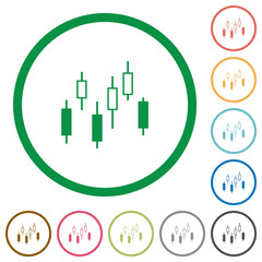 Candlestick chart flat icons with outlines
