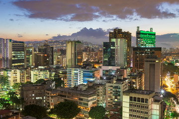 Obraz premium Skyline of Caracas city at dusk, Venezuela.