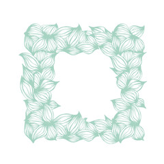 Floral frame template. Mint green leaves beautiful frame. Vector illustration.