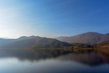 Lake Zazari with a background of the mountains
