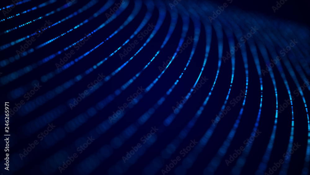 Fototapete Abstract tech background. Abstract space background. Digital technology background. Computer code. 3d rendering.